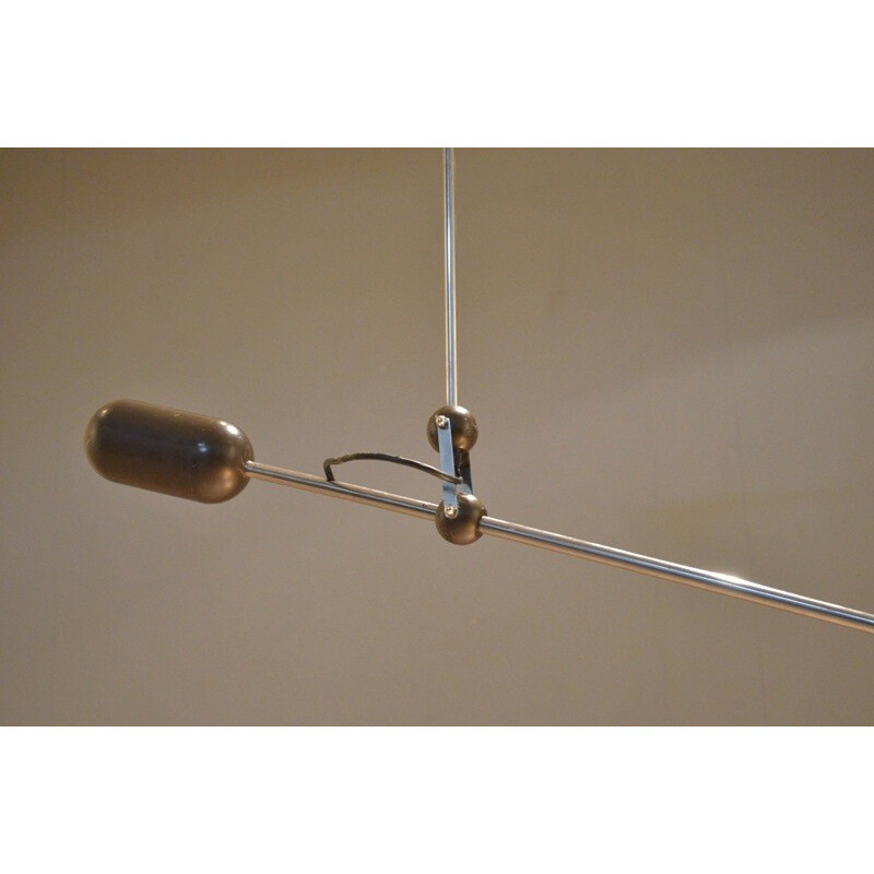 Industrial hanging lamp in metal and chromium, Anvia edition - 1960s