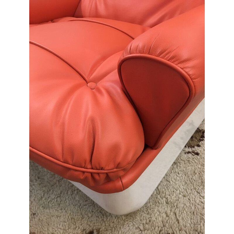 Vintage orange orchid armchair by Michel Cadestin for Airborne