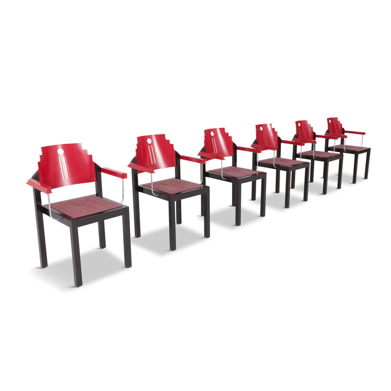 Set of 6 Memphis dining chairs by Michael Thonet for Gebrüder Thonet