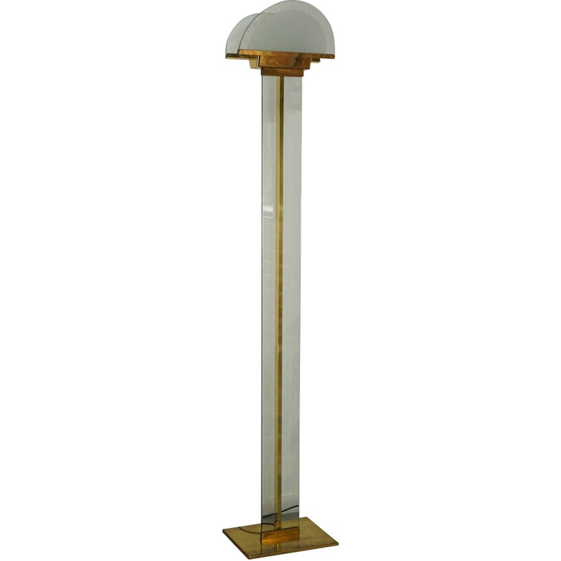 Italian floor lamp in brass and glass by Fratelli Martini