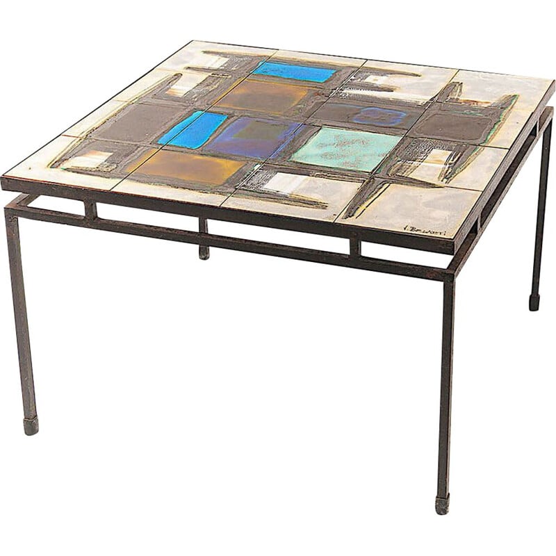 Vintage belgian Coffee Table in Ceramic by Juliette Berlarti