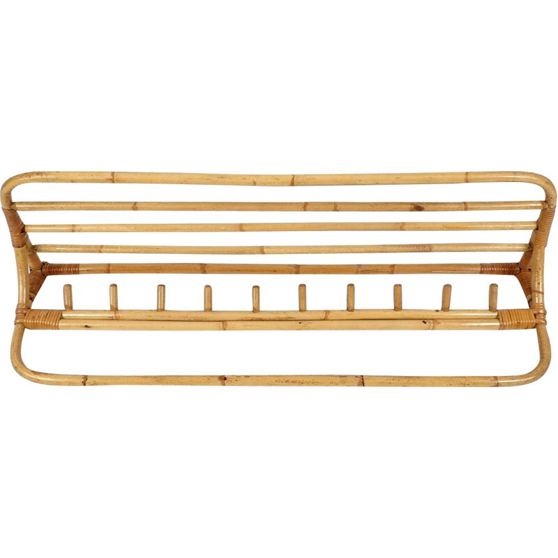 Vintage Dutch coat rack in rattan