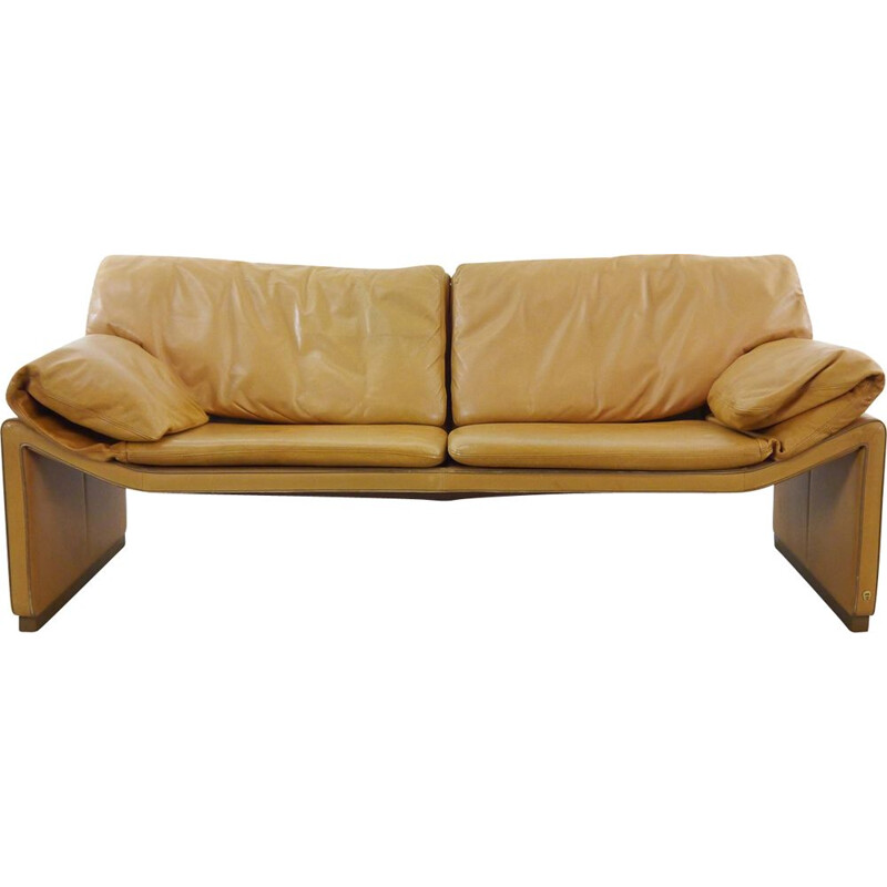 Vintage 2-seaters sofa  in cognac leather by Etienne Aigner