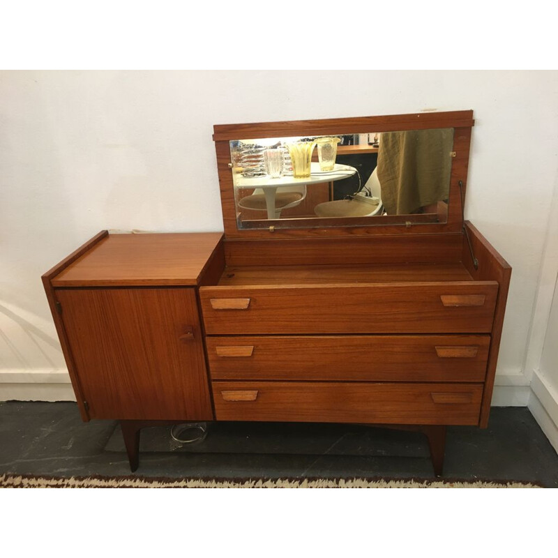 Vintage scandinavian chest of drawers in rosewood with mirror 1960