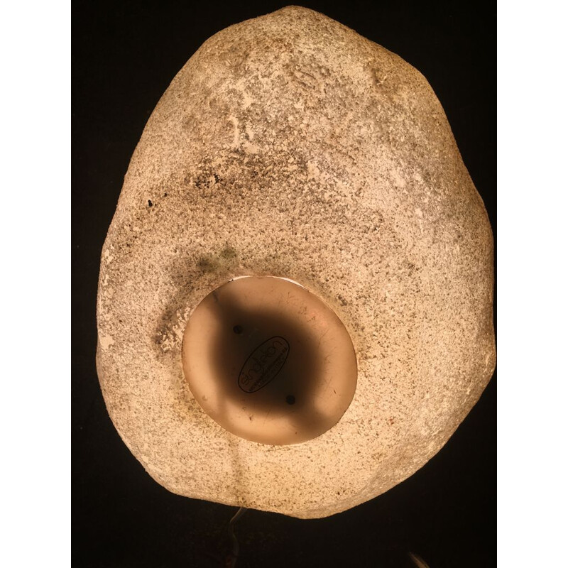 Lampe vintage rocher en résine sableuse 1980
