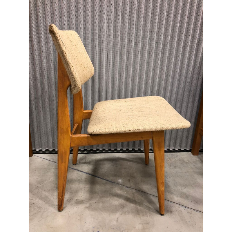 Conjunto de 2 cadeiras de vindima em lã e carvalho 1950