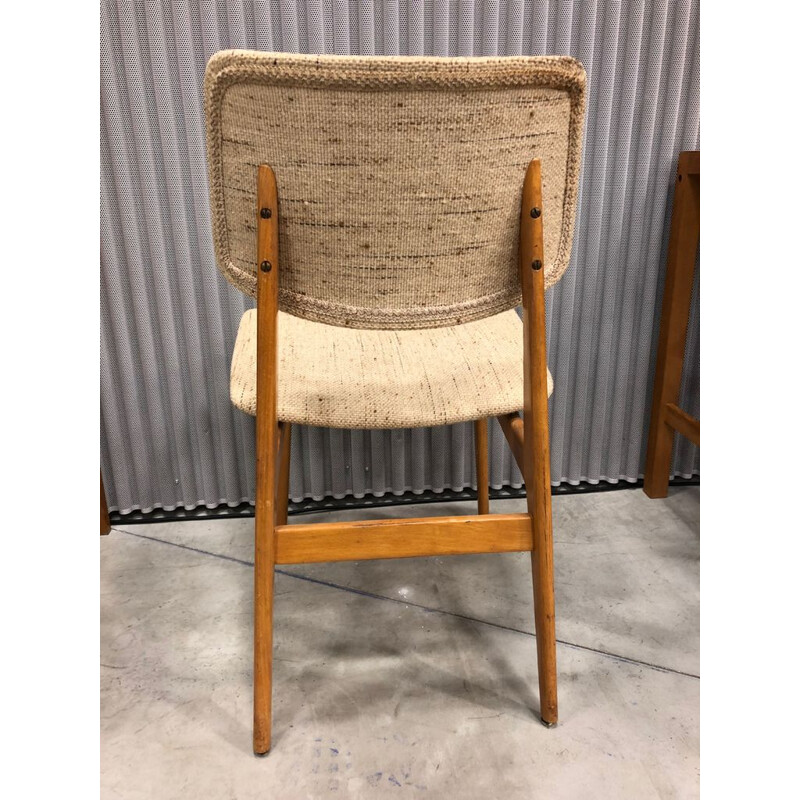 Set of 2 vintage chairs in wool and oak 1950