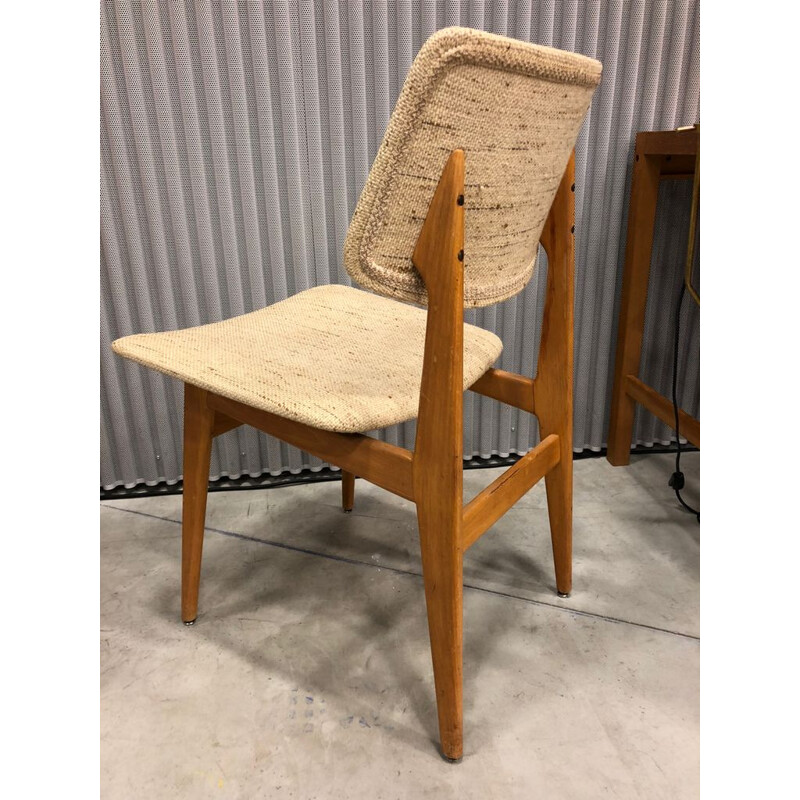 Set van 2 vintage stoelen in wol en eikenhout 1950