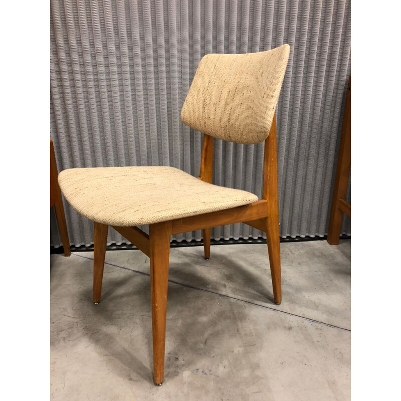 Ensemble de 2 chaises vintage en laine et chêne 1950