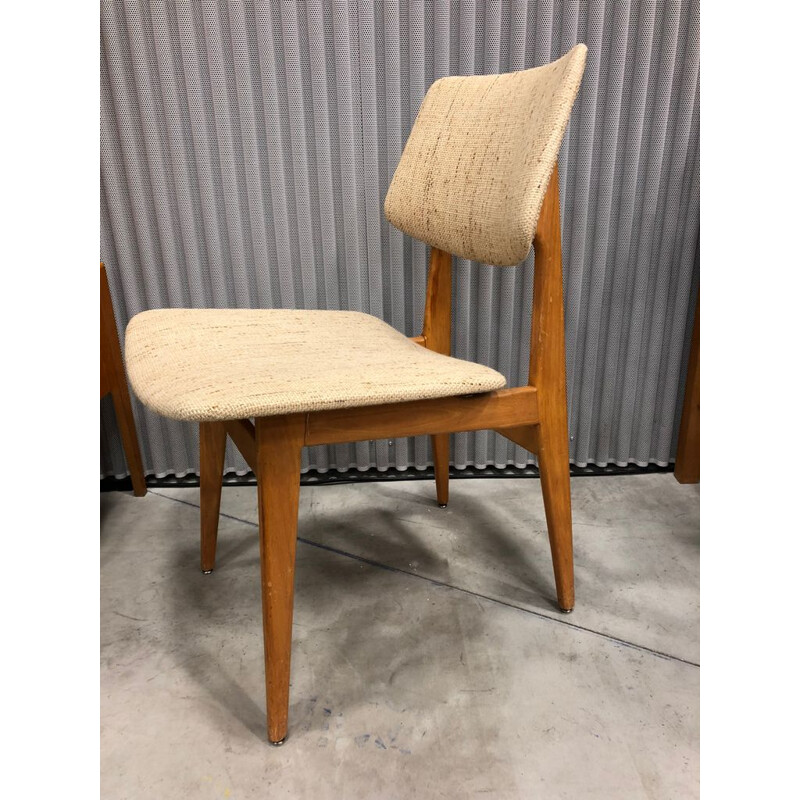 Set of 2 vintage chairs in wool and oak 1950