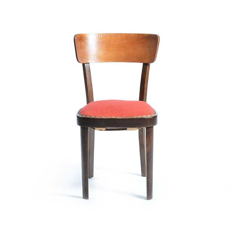Vintage rode houten stoel
