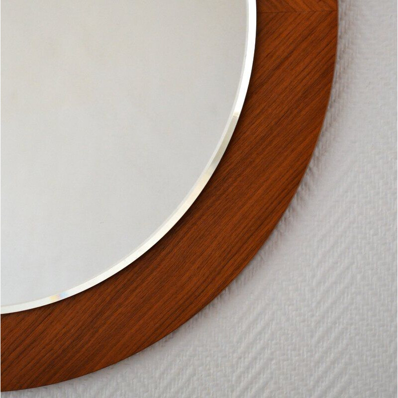 Vintage Scandinavian Round mirror in teak