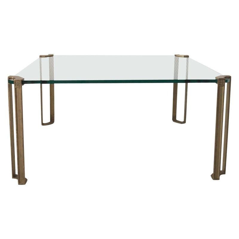Vintage Coffee Table in Glass and Brass by Peter Ghyczy