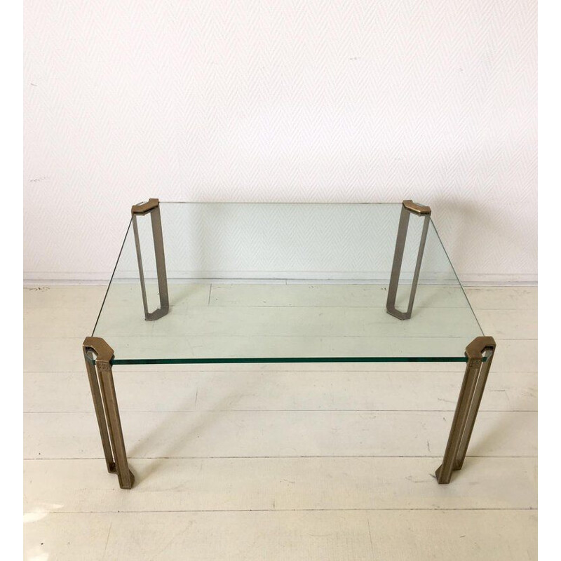 Vintage Coffee Table in Glass and Brass by Peter Ghyczy