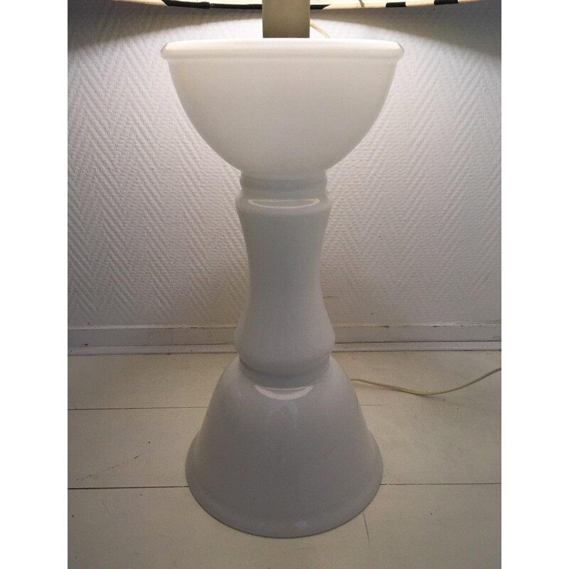 Lampe vintage avec base en verre blanc par Ingo Maurer pour Design M, Allemagne 1960