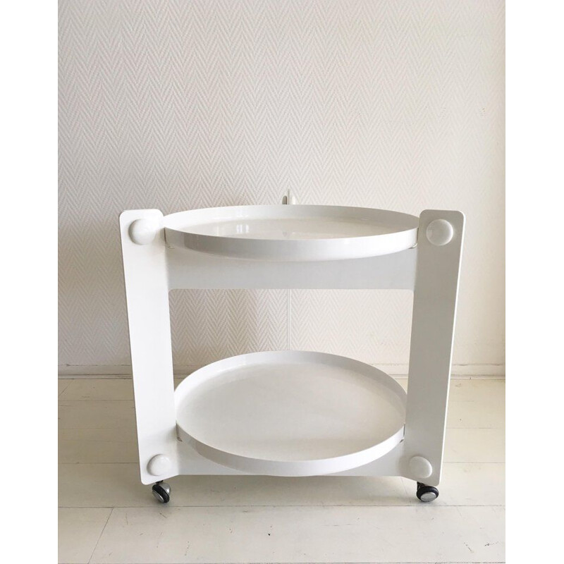 Vintage white serving cart by Luigi Massoni for Guzzini