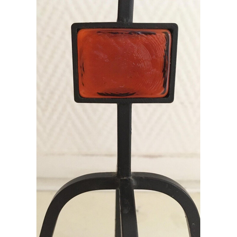 Vintage metal and glass candle holder by Erik Hoglund, 1960