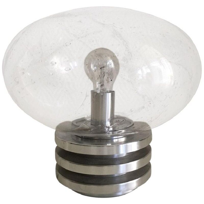 Vintage space age lamp in glass and metal by Doria Leuchten, Germany