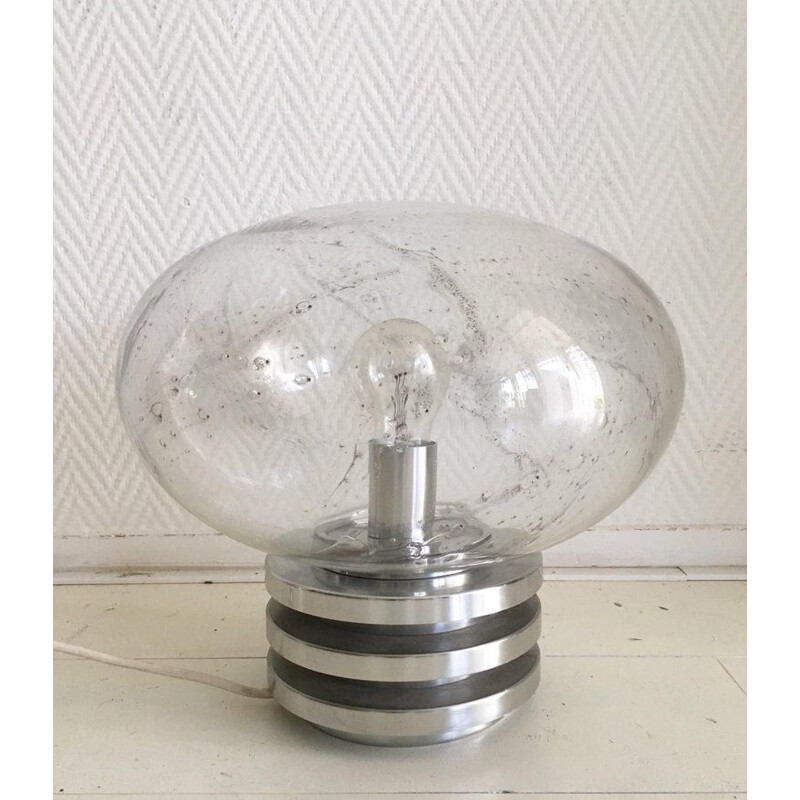 Vintage space age lamp in glass and metal by Doria Leuchten, Germany