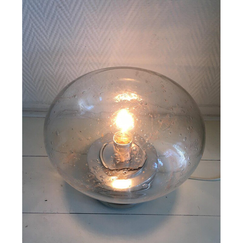 Vintage space age lamp in glass and metal by Doria Leuchten, Germany
