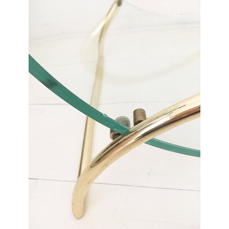 Vintage Italian magazine rack in brass and glass by Galotti and Radice