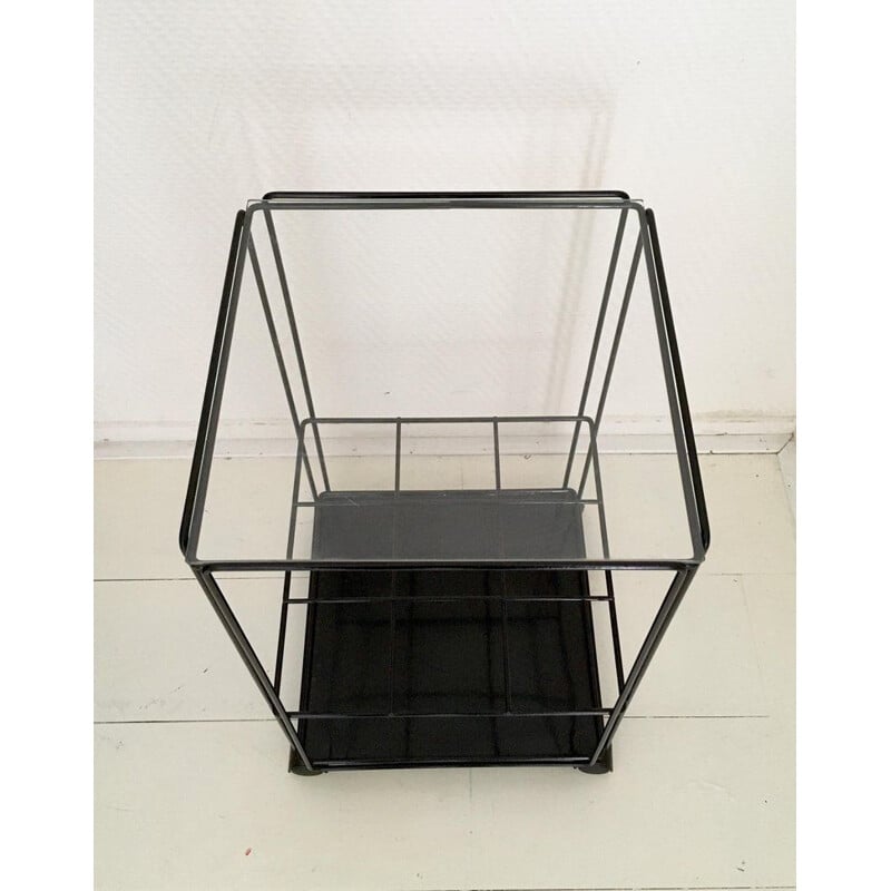 Vintage black serving cart "Isocele" by Max Sauze 