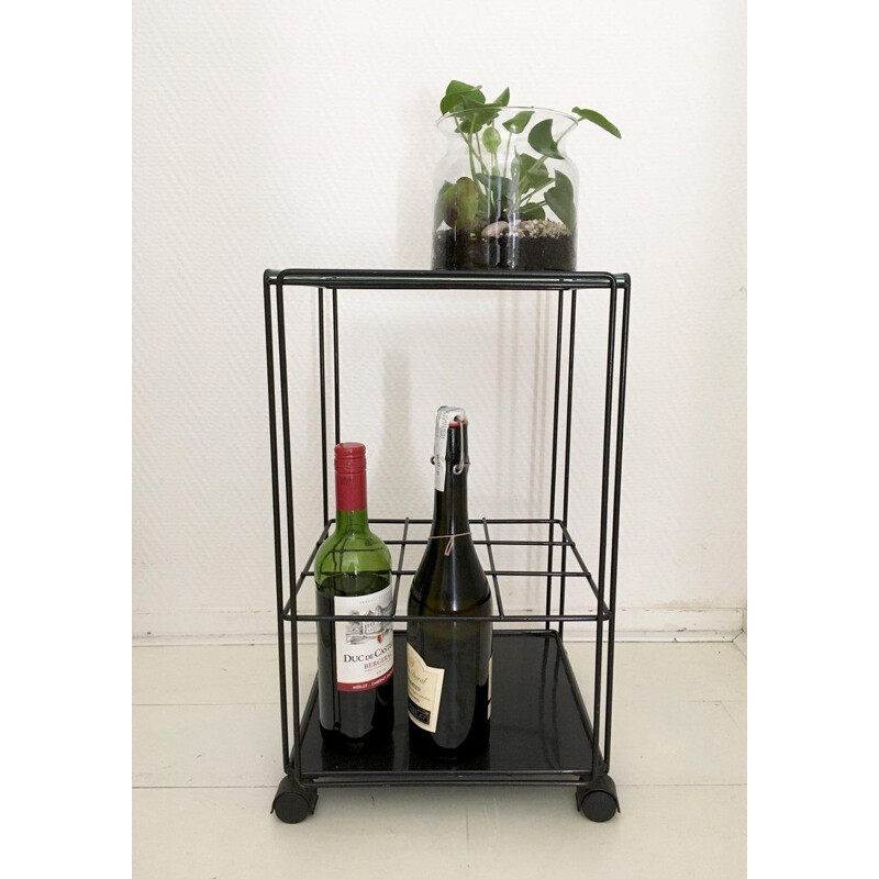 Vintage black serving cart "Isocele" by Max Sauze 