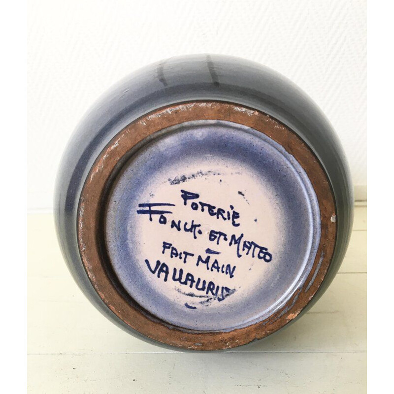 Jarrón de cerámica vintage de Jaques Fonck y Jean Mateo para Vallauris, 1960