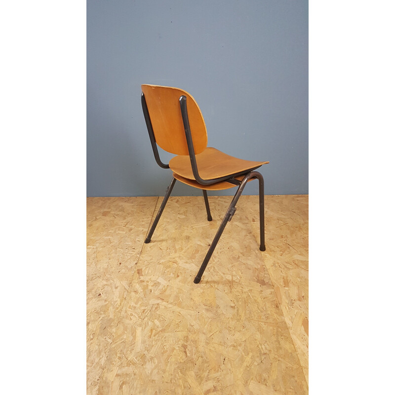 Set of 6 vintage industrial or school chairs 1960