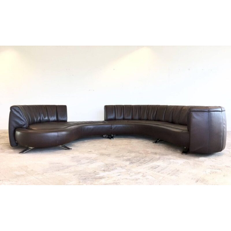 Vintage DeSede Leather Landscaped Sofa Model DS-106