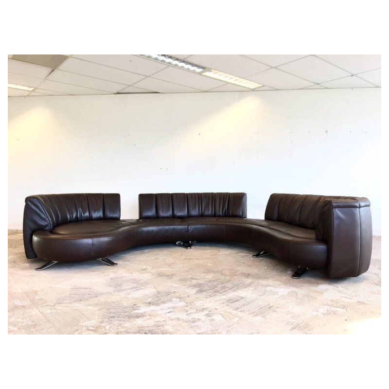 Vintage DeSede Leather Landscaped Sofa Model DS-106