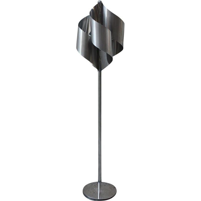 Vintage floor lamp in chromed metal by Goffredo Reggiani 1970