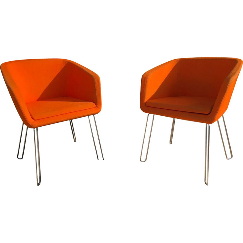 Suite de 2 fauteuils vintage oranges 