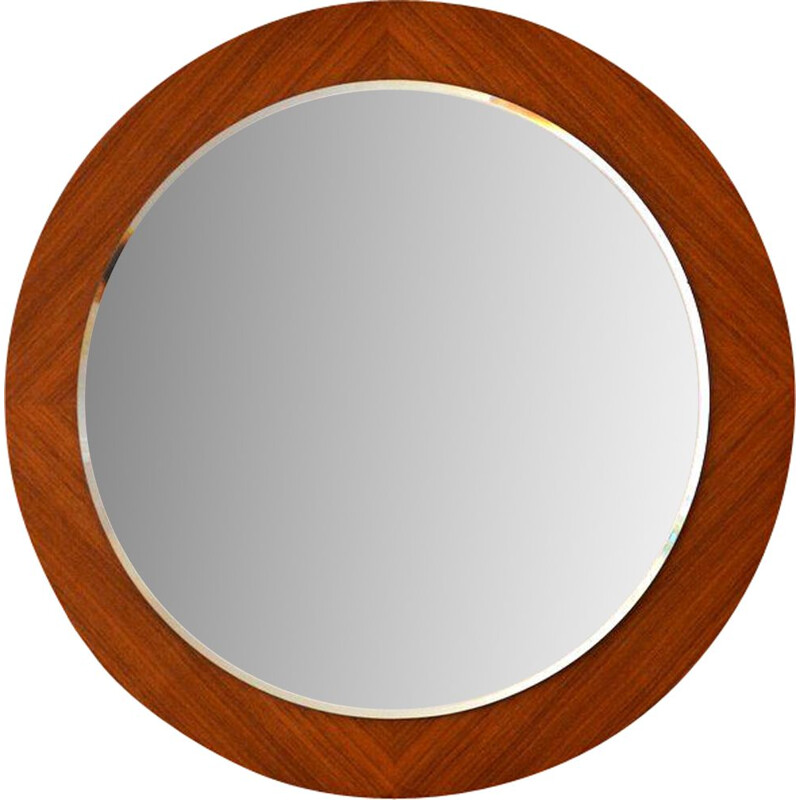 Miroir rond scandinave teck