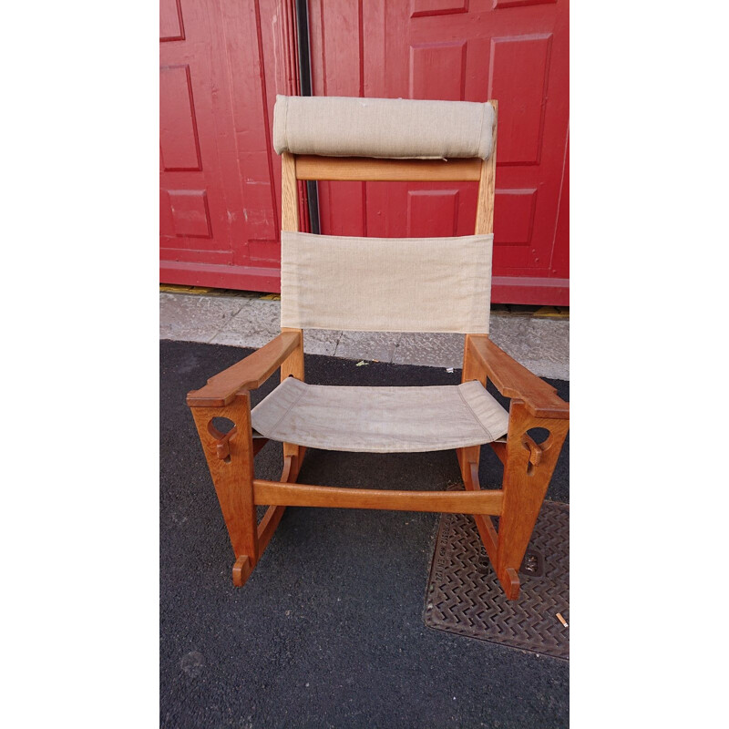 Vintage rocking chair "Keyhole" by Hans Wegner