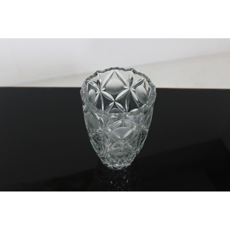 Vintage pure glass vase from Bohemia, Czechoslovakia 1970