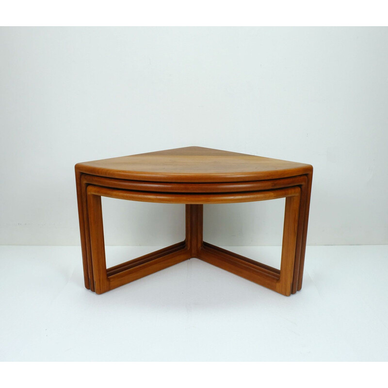 Set of 3 vintage Danish nesting tables in solid teak