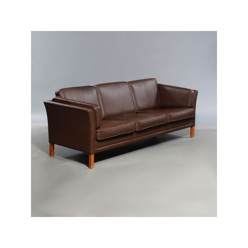 Vintage 3-seaters sofa MH2225 by Mogens Hansen in brown leather