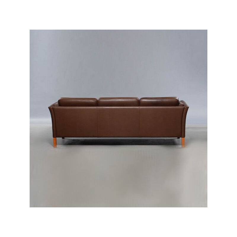 Vintage 3-seaters sofa MH2225 by Mogens Hansen in brown leather