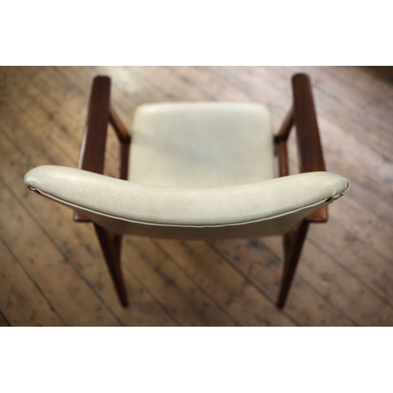 Vintage white high back armchair by Louis van Teeffelen