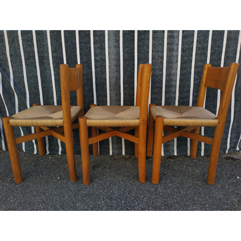 Set of 3 vintage chairs model "Meribel" by Charlotte Perriand for Steph Simon