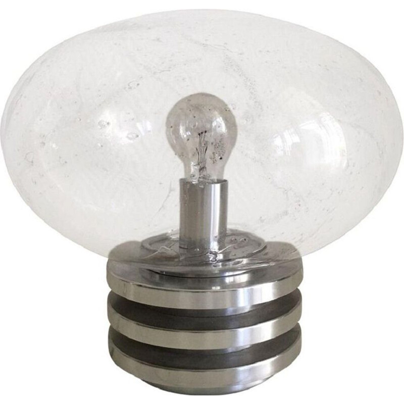 Vintage space age lamp in glass and metal by Doria Leuchten, Germany