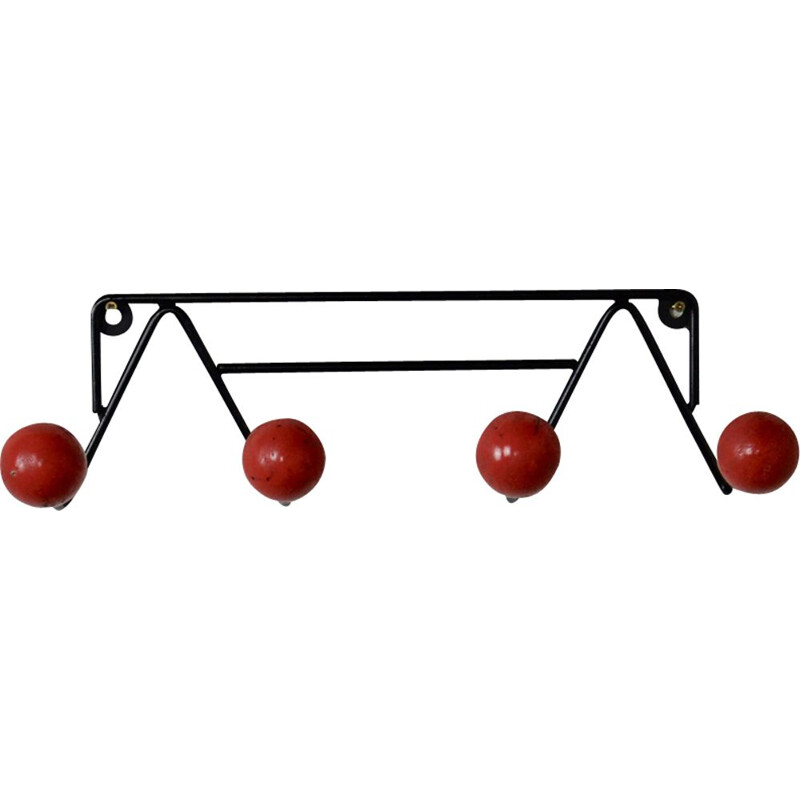 Vintage coat rack with red balls