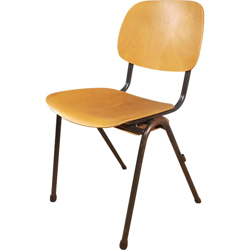Set of 6 vintage industrial or school chairs 1960