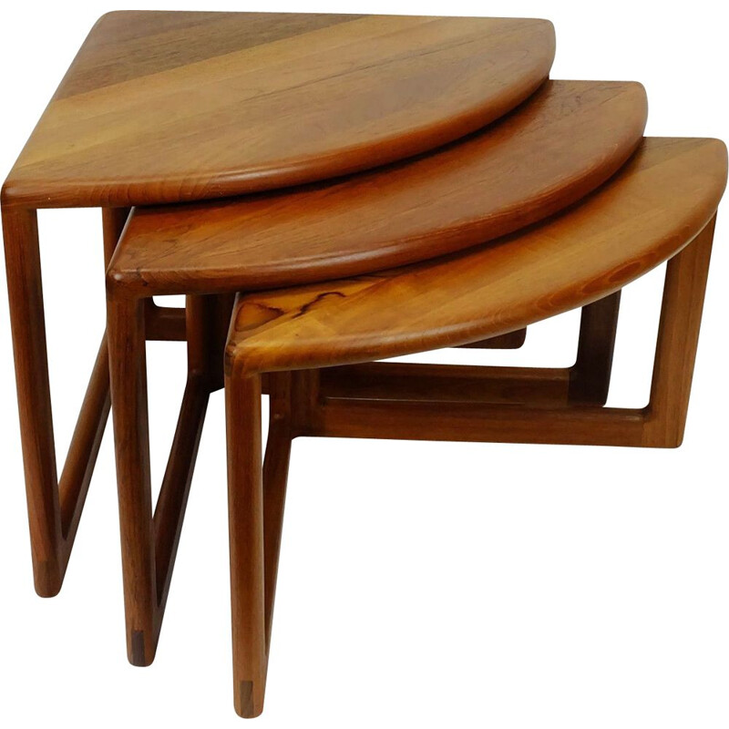 Set of 3 vintage Danish nesting tables in solid teak