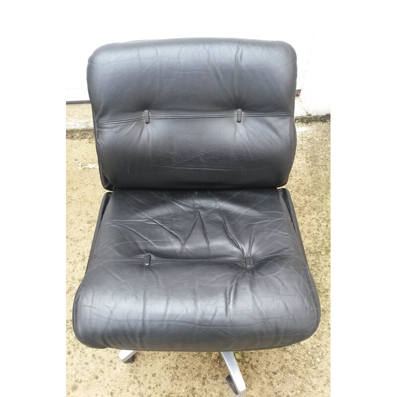 Paire de fauteuils vintage brésiliens en cuir et aluminium