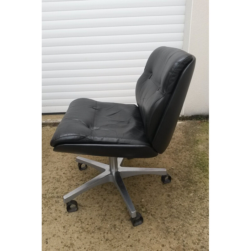 Pair of vintage brazilians armchairs in leather and aluminium