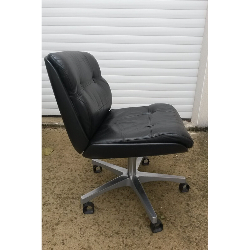 Pair of vintage brazilians armchairs in leather and aluminium