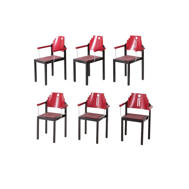 Set of 6 Memphis dining chairs by Michael Thonet for Gebrüder Thonet