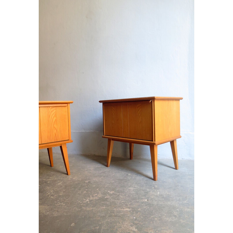 Pair of vintage bedside tables with storage compartment 1960